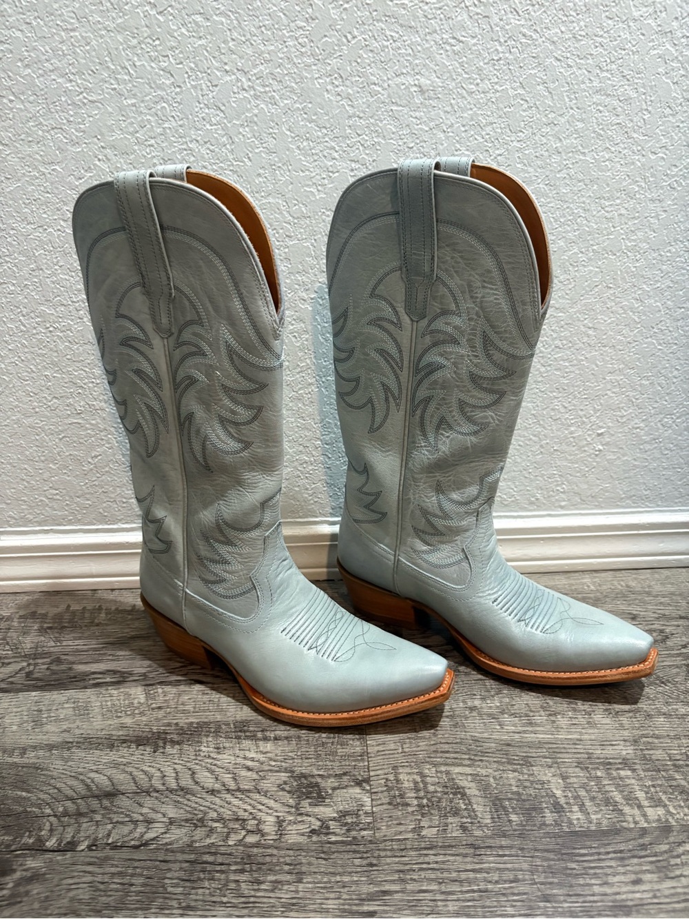 Tecovas Annie Slate Blue Women's Embroidered Leather Boots US 9